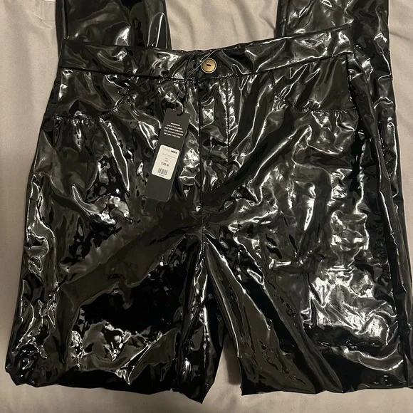 Fashion Nova Black Vinyl Latex High Waist Pants - Picture 6 of 8